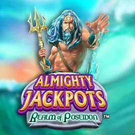 Almighty Jackpots – Realm of Poseidon online game logo by Novomatic on scarawinss.nl