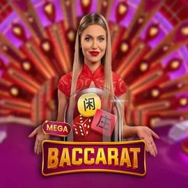 Mega Baccarat slot logo by Pragmatic Play at ScaraWins Casino